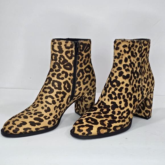Steve Madden Womens Leopard Ankle Boots Size 8.5 Block Heel Side Zip Trendy - Picture 4 of 11